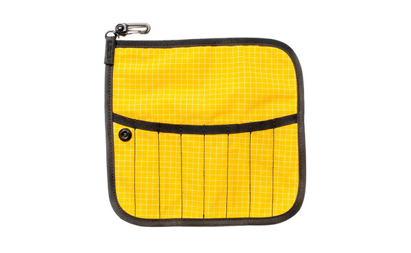 The front of a Tool Pen Wrap in Solaris (yellow with white grid) 200 Halcyon.